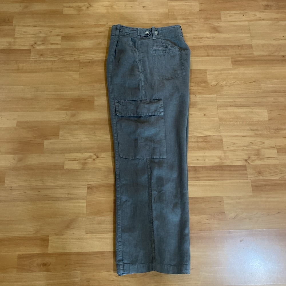 Lou & Grey 100% Linen Womens Pants Green Comfort Wide Leg Resort Beach 12- M/L - Picture 9 of 11